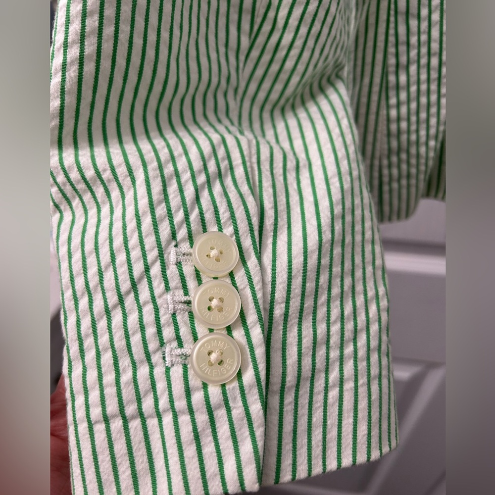 TOMMY HILFIGER Women’s Striped Seersucker Fitted Blazer size M - Picture 5 of 14